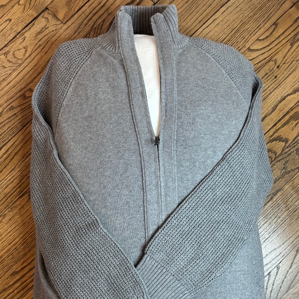NWT Banana Republic Double Zip Cardigan - Gray Contrast Knit - XL